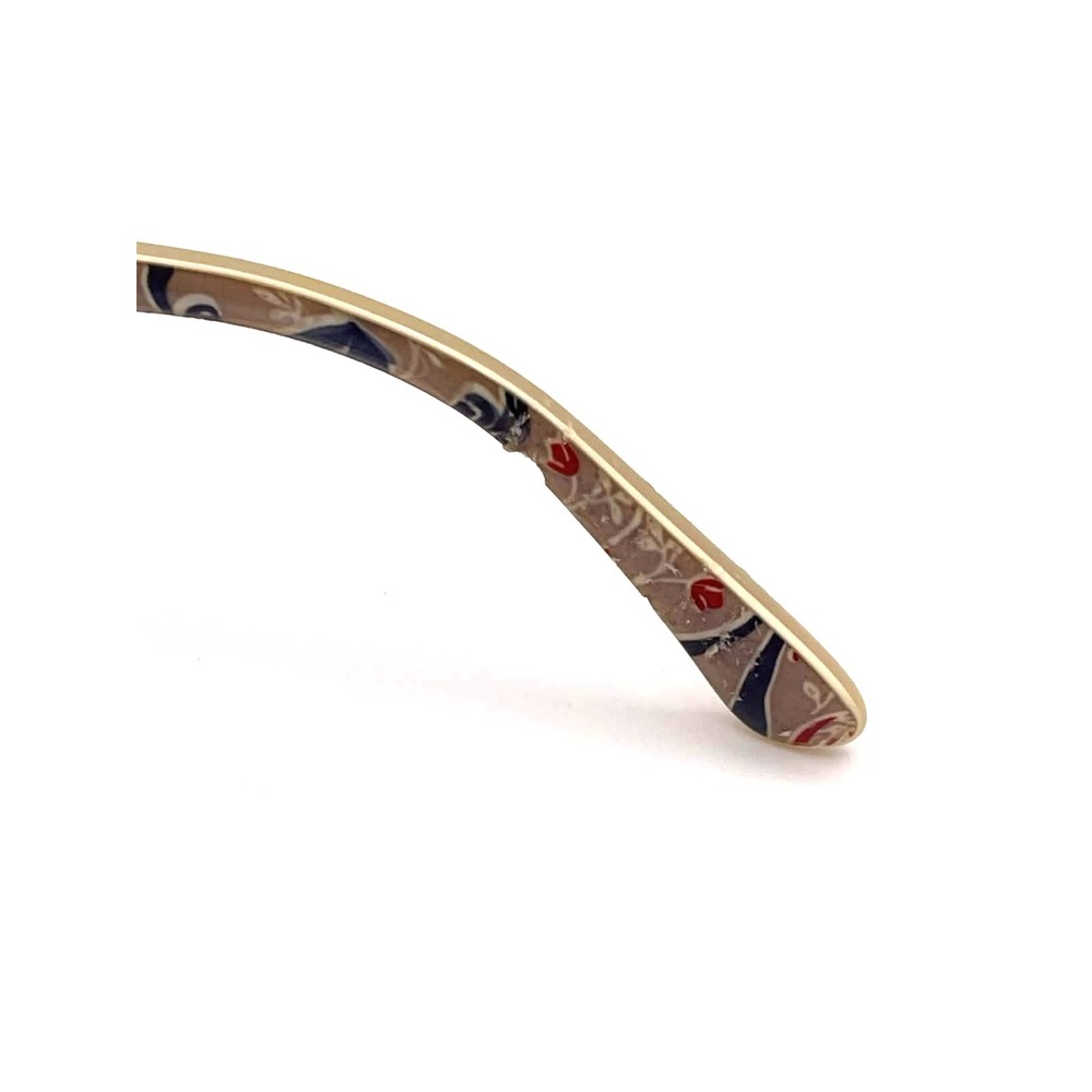 Prada Gold Half Rim Rectangular Glasses Floral Temples VPR52N 53 18 135 w/case - Picture 6 of 10